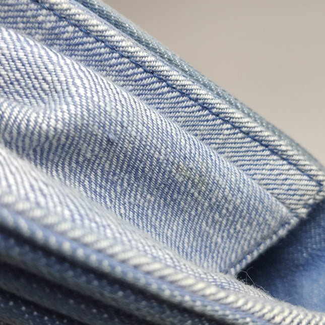 Chanel Le Boy Small Denim Blue Jeans Chevron Stitching Silver Hardware
