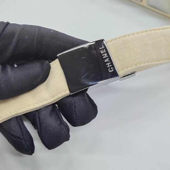 Chanel Ivory Jersey Evening Bag with Mirrored Pyramid Studs Ice Cube Chocolate Bar Shoulder Bag