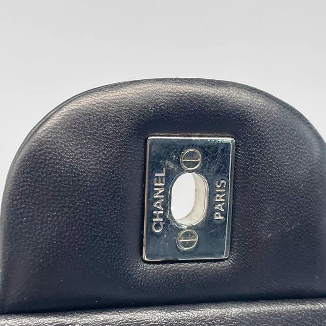 Chanel Classic Flap Maxi Black Lambskin Leather Double Flap Silver Hardware 2011-2012