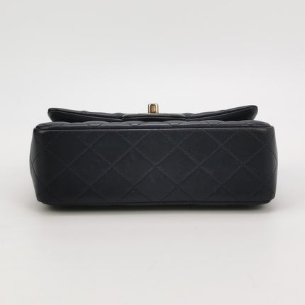 Chanel Classic Flap Mini Rectangular Navy Lambskin Leather Gold Hardware Microchip