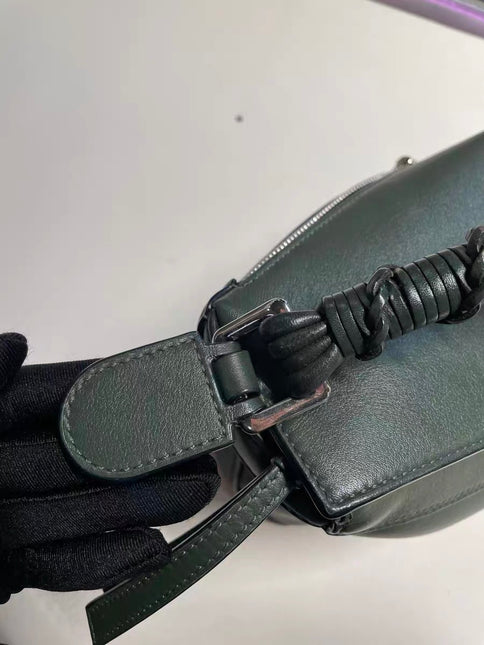 Loewe Puzzle Edge Braided Handle Small Dark Green Nappa Calfskin leather Crossbody bag