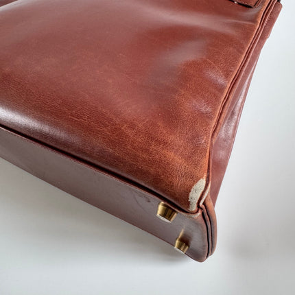 Hermes Kelly 35 Vintage Brown Box Calfskin Leather Gold Hardware 1995 With Strap Lock Key n Clochette