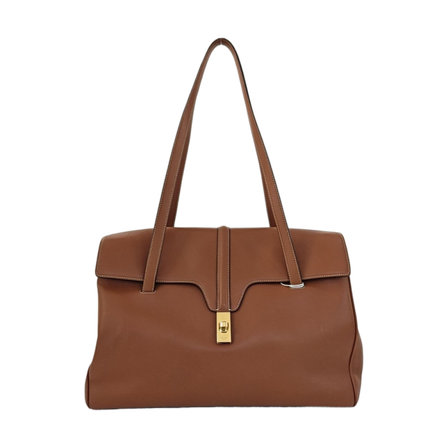 Celine Soft 16 Bag Large Caramel Natural Tan Smooth Satin Calfskin Leather-Luxbags