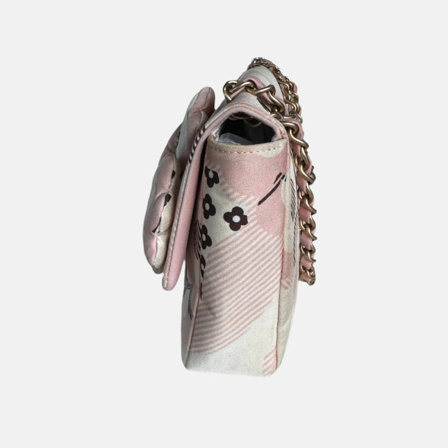 Chanel Camellia Flap Bag Pink Floral Printed Satin Medium, 2005-2006