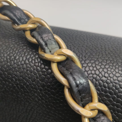 Chanel Classic Flap Jumbo Black Caviar Leather Double Flap with Gold Hardware 2017