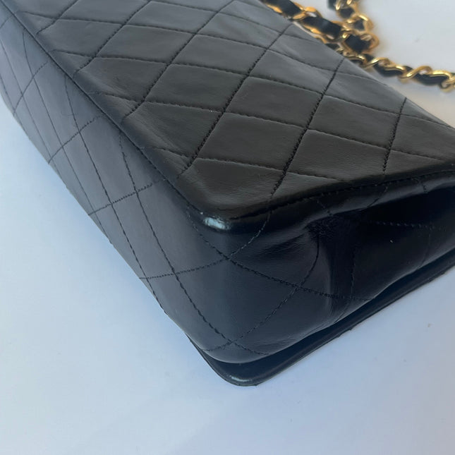 Chanel Classic Flap Mini Vintage 1989-1991 Black Lambskin Leather with 24k Gold Hardware