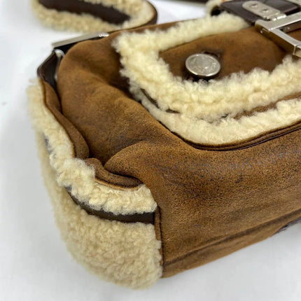 Dior Flight Medium Shoulder Bag Tan Brown Shearling