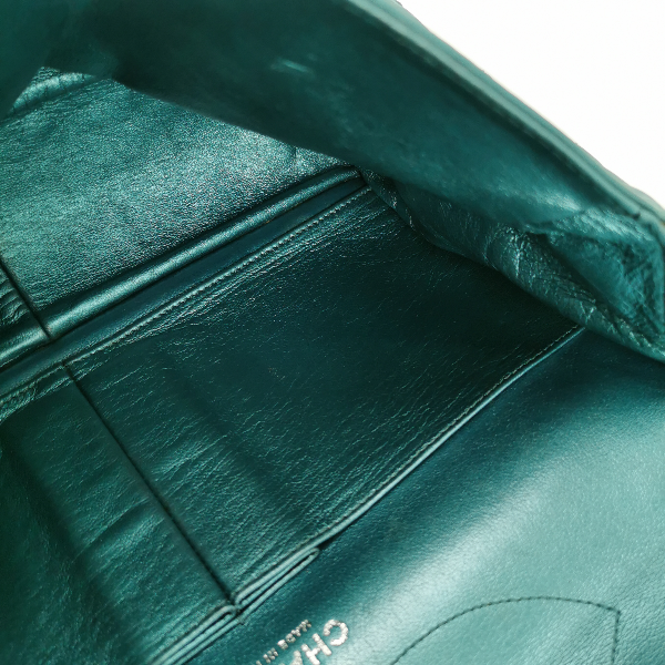 Sold Chanel 2.55 Flap Bag 2008 Large Lambskin Leather Teal Blue Green
