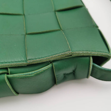 Sold Bottega Veneta Cassette Green Leather Crossbody Bag