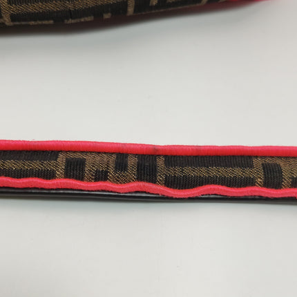 FENDI Baguette Zucca Monogram Canvas with Pink Neon trimming Crossbody Bag