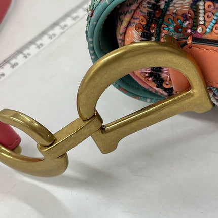 Sold Dior In Lights Saddle Medium Multicolor Beads and Calfskin Leather Shoulder Bag