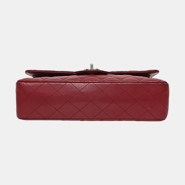 Chanel Classic Flap Medium 2008 Burgundy Caviar Leather Silver Hardware