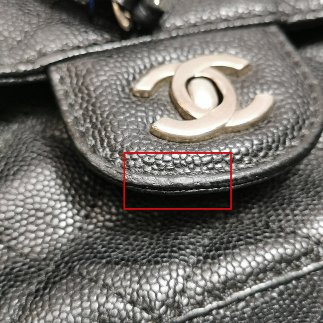 Chanel Paradoxal Camera Bag Black Caviar Leather Double Chain Silver Hardware