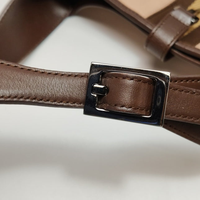 Sold Gucci Jackie Vintage Small Brown Leather and Fabric Silver Hardware