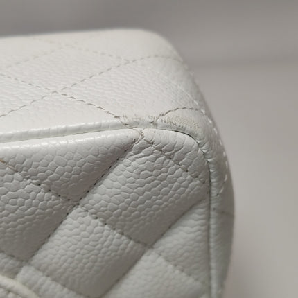 Chanel Classic Flap Medium 2010 White Caviar Leather Gold Hardware