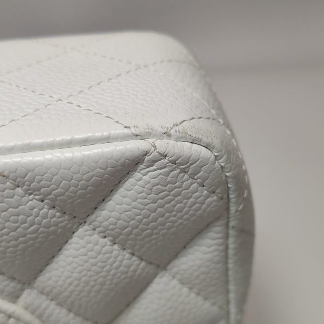 Chanel Classic Flap Medium 2010 White Caviar Leather Gold Hardware