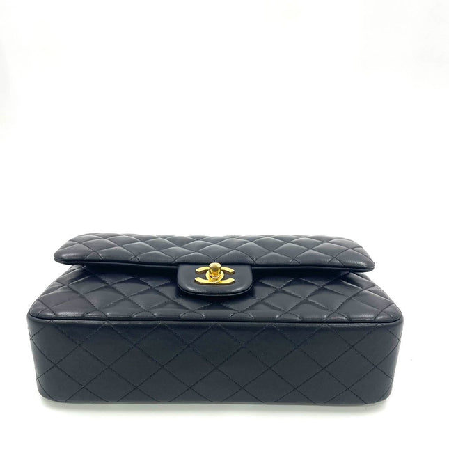 Chanel Classic Flap Vintage Medium Black Lambskin Leather with 24k Gold HW, 1991-1994