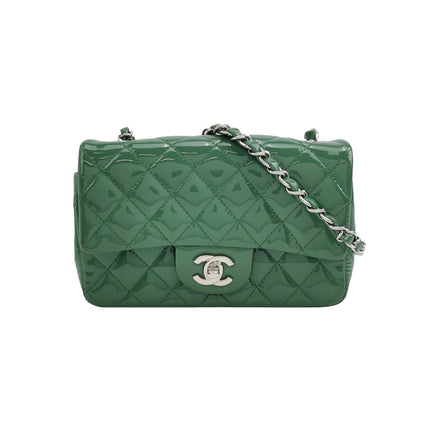Chanel Classic Flap Rectangular Mini Green Patent Leather Silver Hardware 2016-2017