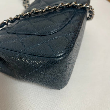 Chanel Classic Flap Rectangular Mini Navy Caviar Leather Silver Hardware 2015-16