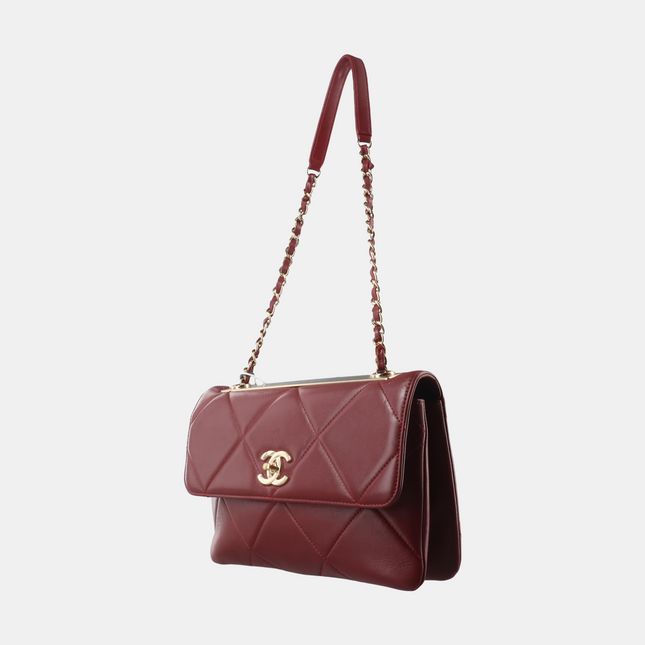 Sold Chanel Trendy CC Flap Crossbody Bag Medium Lambskin Leather Burgundy, 2019