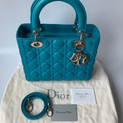 Sold Lady Dior Medium Bag Blue Cannage Lambskin Leather