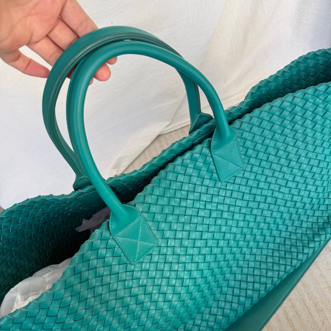 Bottega Veneta Cabat Tote Green Intreccio Leather 50cm