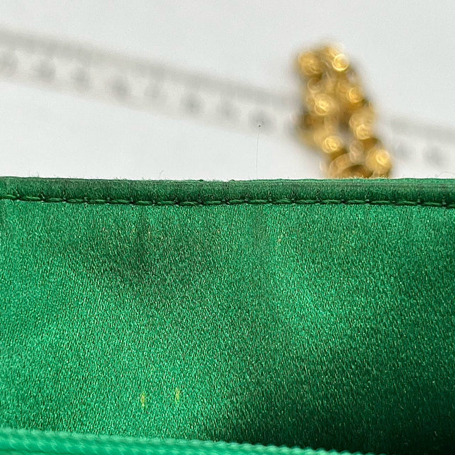 Chanel Diana Flap Bag 1990 Mini Green Silk Satin Bijou Chain