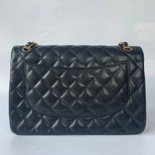 Chanel Classic Flap Jumbo Black Caviar Leather Double Flap with Gold Hardware, 2015-2016