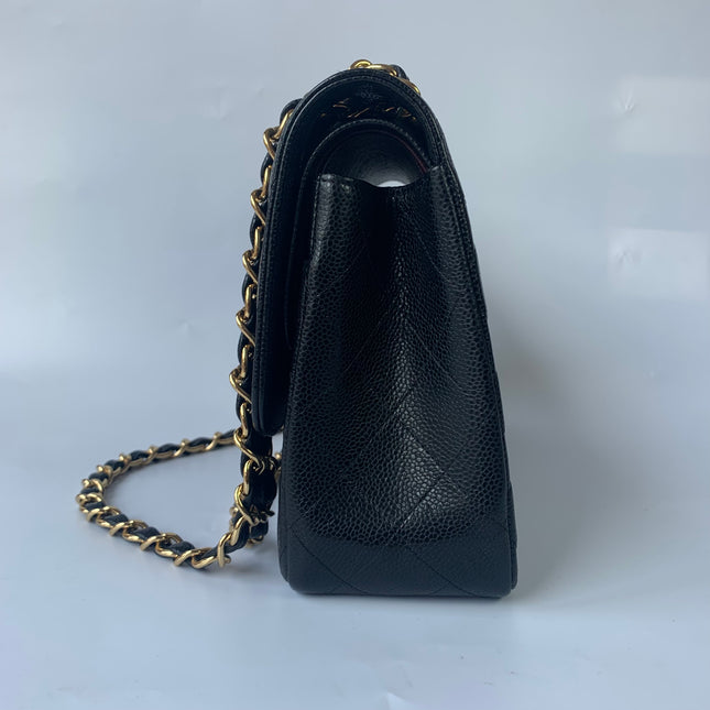 Chanel Classic Flap Jumbo Black Caviar Leather Double Flap with Gold Hardware, 2015-2016