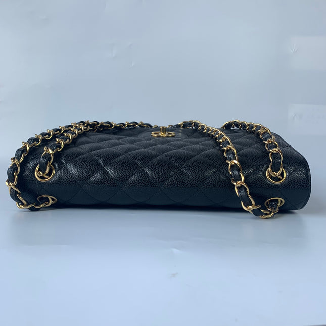 Chanel Classic Flap Jumbo Black Caviar Leather Double Flap with Gold Hardware, 2015-2016