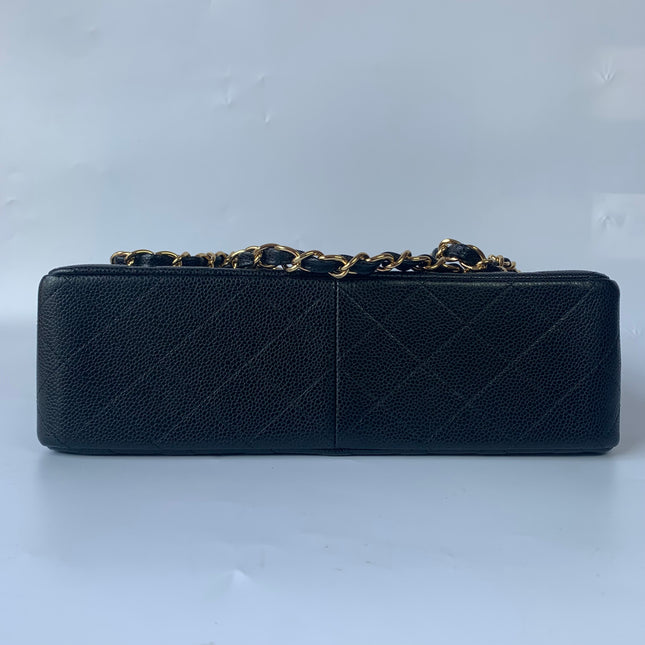Chanel Classic Flap Jumbo Black Caviar Leather Double Flap with Gold Hardware, 2015-2016