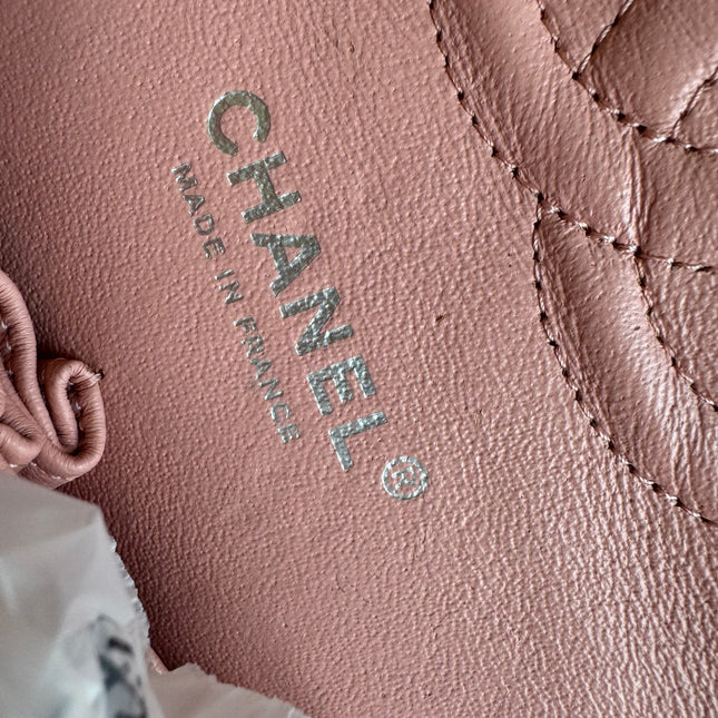 Chanel Classic Flap Medium Pink Orange Patent Leather Silver HW, 2012-2013