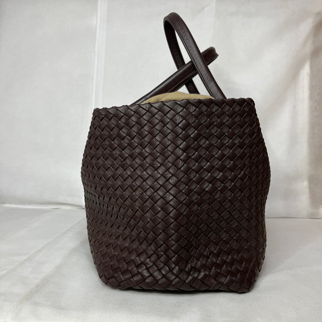 Bottega Veneta Cabat Tote Intreccio Leather Chocolate Brown 42cm