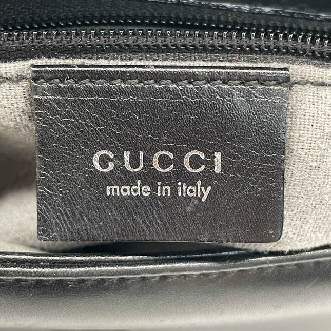 Gucci Vintage Black Leather Shoulder Bag Jumbo Square G Logo