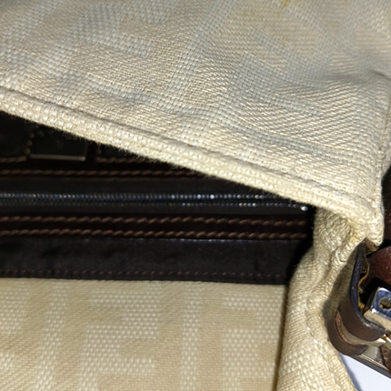 Fendi Baguette Vintage Beige Canvas Zucca Print Shoulder Bag