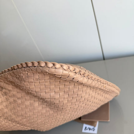 Bottega Veneta Veneta Hobo Maxi Almond Beige Intrecciato Leather Bag 51cm