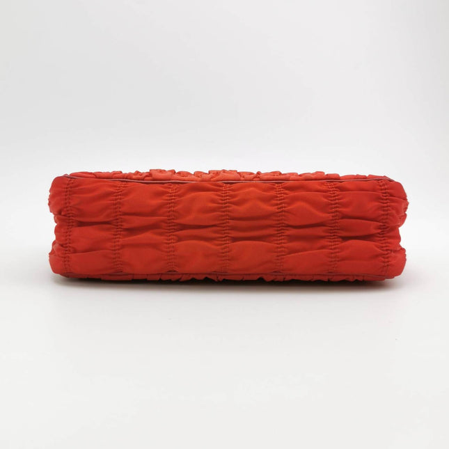 Sold Prada Tessuto Nylon Gaufre Crossbody Bag Red with Gold-tone Hardware