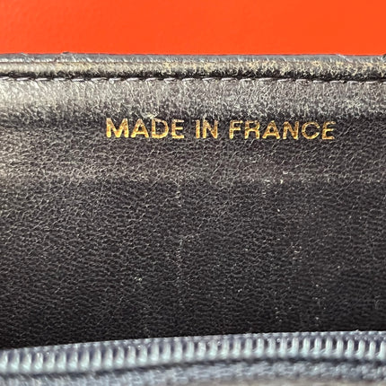 Chanel Classic Flap Vintage Navy Black Caviar Leather 24k Gold Plated Giant CC Logo, 1994-96