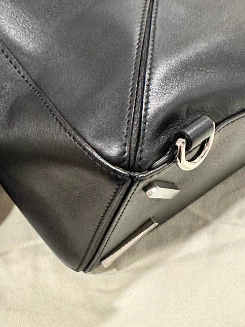 Loewe Puzzle Small Black Smooth Leather White Logo With Metal Feet 2016