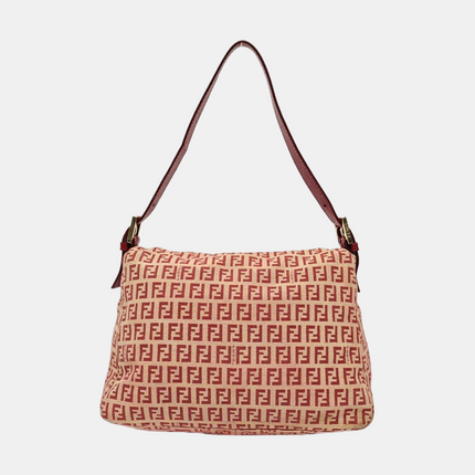 Fendi Mamma Baguette Red Classic Zucchino Monogram Shoulder Bag