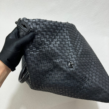 Sold Bottega Veneta Maxi Convertible Tote Bag Hobo Black Leather Two-way Carry 50cm