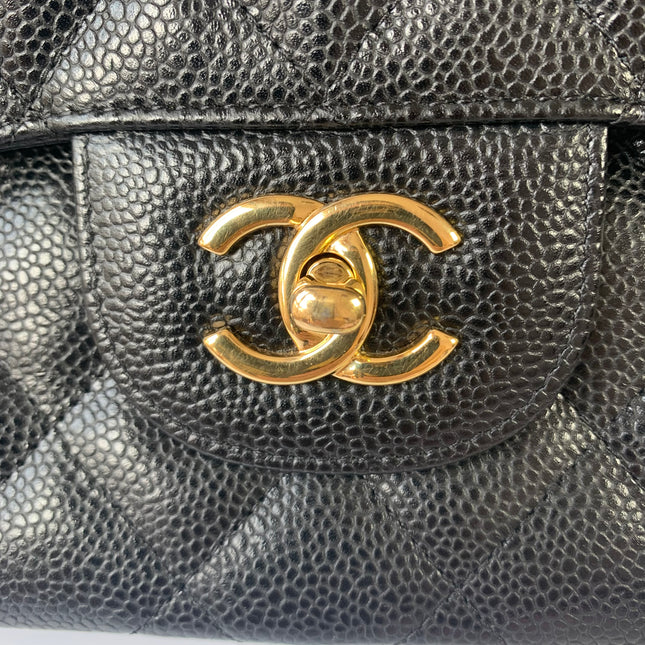 Chanel Classic Flap Jumbo Black Caviar Leather Double Flap with Gold Hardware, 2015-2016