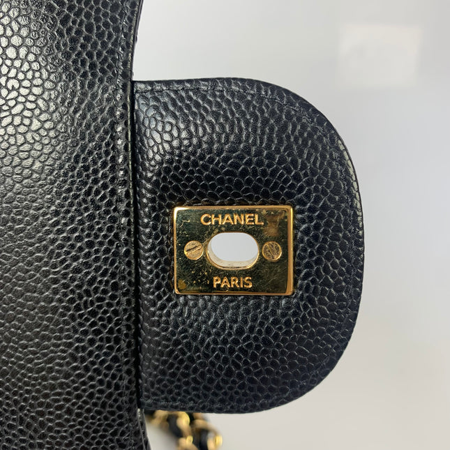 Chanel Classic Flap Jumbo Black Caviar Leather Double Flap with Gold Hardware, 2015-2016