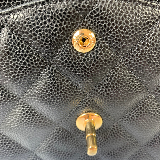 Chanel Classic Flap Jumbo Black Caviar Leather Double Flap with Gold Hardware, 2015-2016