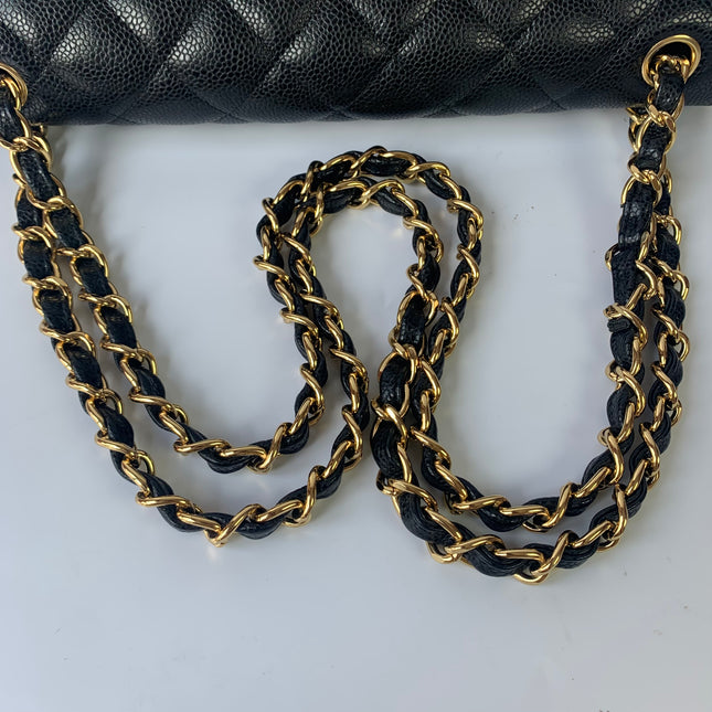 Chanel Classic Flap Jumbo Black Caviar Leather Double Flap with Gold Hardware, 2015-2016