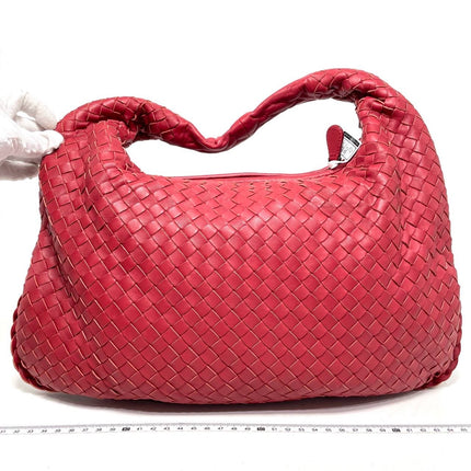 Bottega Veneta Intrecciato Hobo Bag Medium Burgundy Lambskin leather-Luxbags
