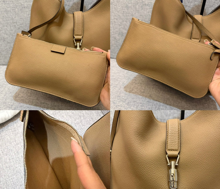 Gucci Jackie Beige Sand Leather Silver Hardware