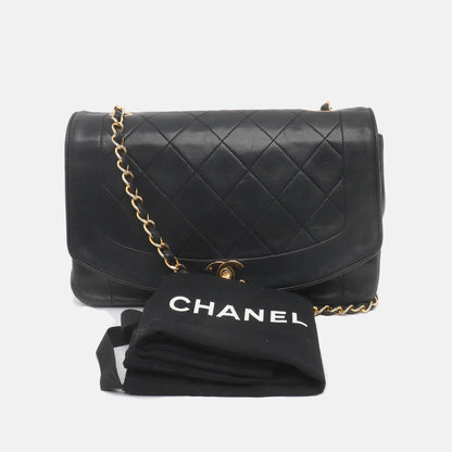 Sold Chanel Diana CC Flap Bag Vintage 1989 Black Lambskin Leather with 24k Gold Hardware