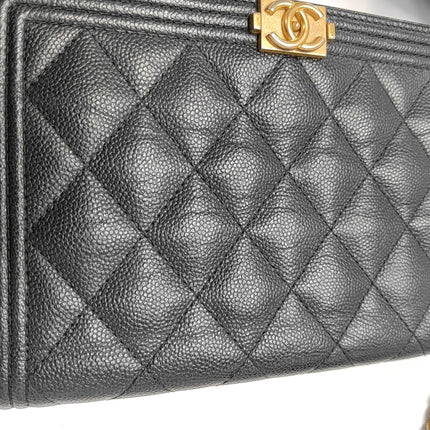 Chanel Wallet on Chain Boy Flap Black Caviar Leather Gold Hardware 2018