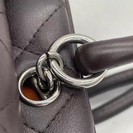 Chanel Cambon Large Dark Brown Calfskin Leather Double Strap Handbag